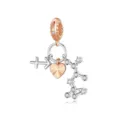 Détail pendentif cœur zodiaque Sagittaire, charms bracelet DIY ton or rose et argent - Style Sagittaire (CYT073-11)