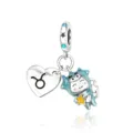 Silver Taurus Zodiac Heart Charm DIY Bead Compatible with European Bracelets Pendant Jewelry Gift - Taurus Style (CCT812-2)