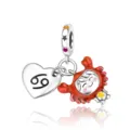 Sterling Silver Constellation Crab Charm DIY Heart Pendant for Bracelet Necklace - Cancer Style (CCT812-4)