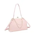 Chicke rosa Kisslock Umhängetasche mit edler Perlenkette, elegante Vintage Damentasche. - Rosa