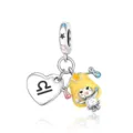 Silver plated Libra zodiac charm diy jewelry accessory heart dangle bead for bracelet - Libra Style (CCT812-7)