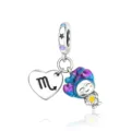 Sterling silver Scorpio zodiac charm featuring a cute art toy figurine for bracelets. - Scorpio Style (CCT812-8)