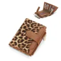 Portafoglio corto stampa leopardo da donna con scomparti per carte tasca monete in pelle PU - Marrone leopardato