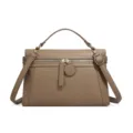 Borsa a mano da donna taupe versatile, elegante borsa a tracolla con manico chic. - Kaki