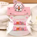 Niños 3D Dibujos Animados Uñas Postizas Lindas Set con Lazo y Unicornio Vista Detalle - Estilo Corto Tipo Pegamento de Gelatina (KETZ351-B7) / 10 Piezas