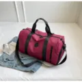 Large capacity travel duffel bag for men, multi-functional sports gym bag with shoe compartment. - Burgundy