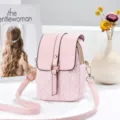 Retro pink monogram mini crossbody bag for women, lightweight stylish phone purse with strap. - Pink