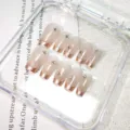 Handmade press-on nails cat-eye French style acrylic fake nails with rhinestones trapezoid manicure set - XS [Extra Small] / Plastic Box (Without Jelly Glue)