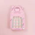 Uñas postizas para niños bonito conjunto rosa con 12 piezas diseño corto para uso diario - Vestible / 12 Pzs (Pegamento Gelatina+Palito+Lima) (ET008-G)