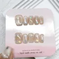 Uñas postizas hechas a mano cortas cuadradas ojo de gato mariposa láser 10pzas - XS / Modelo de Gel de Gelatina con Tarjeta de Papel / Sombra de Mariposa Láser