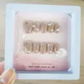 10pcs uñas postizas ojo de gato con mariposas láser 3d set de manicura press on hechas a mano - XS / Caja de Suspensión con Pegamento de Gelatina / Sombra de Mariposa Láser