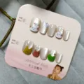 Uñas postizas hechas a mano efecto ojo de gato con diseño de gato lindo, set de 10 piezas. - Diario de Gatos y Perros