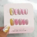 Uñas postizas hechas a mano efecto ojo de gato degradado cortas cuadradas press on - Fuegos Artificiales de Dos Tonos