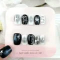 Y2K Uñas postizas hechas a mano negro blanco estrella de metal nail art 10 pzas uñas postizas - XS / Estrellas del Universo Paquete de Cartón