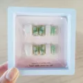 Uñas postizas hechas a mano con diseño floral verde degradado, estilo de ballet elegante. - Estilo Pegamento de Gelatina Caja Suspensión - XS