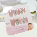 Handmade press-on nails set, 10 pieces fake nails with cat eye and dried flower glitter design. - XS (Extra Small) / Summer Candy (Paper Card Jelly Glue Style)