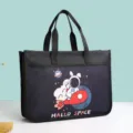 Bolso tote negro grande A4 bolsa de almacenamiento de documentos portátil oficina - Conejo astronauta