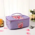 Purple Cartoon Insulated Lunch Bag Cute Bento Box Handbag for Students and Office - Purple Heart Bear