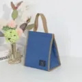 Insulated lunch bag for women and students, portable bento handbag with thermal aluminum foil. - Small Blue