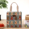 Japanse stijl canvas lunchtas met schattig konijnen bloemenpatroon, draagbare bento tas. - Vintage Konijn