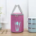 Geïsoleerde lunchtas cilindrische bento container roze oxford doek waterdichte thermische tas - M / Rozerood