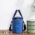 Ronde geïsoleerde tas draagbare koeler zak thermische voedselcontainer tas blauw - S / Blauw