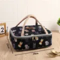 Geïsoleerde canvas lunchtas met schattige kattenprint, duurzame bentotas voor kantoor en school. - Zwarte veel katten