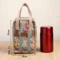 Geisoleerde tas met schattige konijnenprint en thermoskan, duurzame lunchtas voor maaltijden. - Vintage Konijn