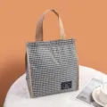 Insulated lunch bag with houndstooth pattern waterproof portable bento box carrier for work school - Small Pattern