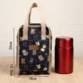 Waterdichte geïsoleerde lunchtas met schattige kattenprint, handige bento tas voor werk. - Zwarte veel katten