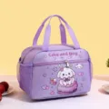 Waterdichte Geïsoleerde Lunchtas Schattige Cartoon Bento Tas voor School en Werk - Paarse taarthond
