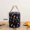 Japans cilindrisch geïsoleerd lunchtasje thermische bento tas voor school 16x20cm - S / Zwarte veel katten