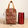 Waterproof insulated lunch bag with cute bear print and thermal food jar set for daily office use. - Coffee Bear Baking