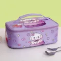 Cartoon Insulated Lunch Bag Cute Purple Bento Box Bag with Dog Pattern and Zipper Closure - Purple Cake Rabbit