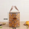 Round insulated lunch bag with cute brown bear print, portable bento storage tote bag for daily. - S / Yellow Gentleman Bear
