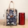 Insulated Lunch Bag Cute Cat Print Bento Box Tote Waterproof Thermal Food Storage Container - Cat Pattern