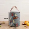 Insulated lunch bag for women and men, cute cat print thermal bento box tote with handles. - S / Blue Floral Cat