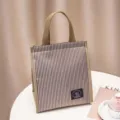 Thick aluminum foil insulated lunch bag brown striped waterproof portable handbag tote. - S / Coffee