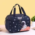 Cute cartoon astronaut waterproof insulated lunch bag for kids and students with large capacity. - Stargazing Astronaut