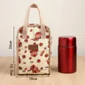 Waterproof insulated lunch bag bento thermal container tote bag for office work daily use. - Beige Fries Bear