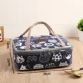 Japanese style canvas insulated lunch bag with cute cat print, durable handles and foil lining. - Cat Pattern