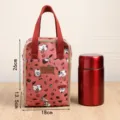 Insulated lunch bag waterproof thermal bento bag with red thermos bottle for work and school use. - Baker Dog