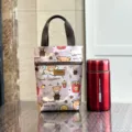 Waterproof cartoon handbag cute bear print lunch cup bag casual portable storage tote bag - 9589 French Fries Bear