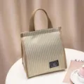 Borsa termica per pranzo a righe resistente e duratura, bento bag isolata con comoda maniglia. - Cachi Piccolo