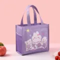 Purple cute rabbit insulated lunch bag with side mesh pocket and sturdy handles for work school. - Purple Energetic Rabbit