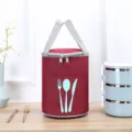 Geïsoleerde lunchtas ronde thermische tas waterdicht oxford doek maaltijdhouder - M / Bordeauxrood