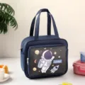 Geïsoleerde lunchtas waterdichte bento handtas dikke thermische lunchbox tas voor scholieren - Marineblauwe Astronaut
