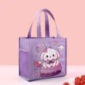 Cute insulated lunch bag cartoon dog print waterproof bento tote for students work - Purple Cake Dog