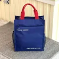 Contrasterende kleur dikke meervoudige tote tas voor student pendelen documenten tas groot - 808 blauwe letters