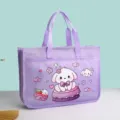 Bolso tote morado de lona con lindo estampado de perrito, gran bolsa para guardar documentos - Perro pastel morado
